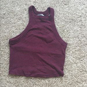 Charlotte Russe Navy and Maroon Cropped Tank Top